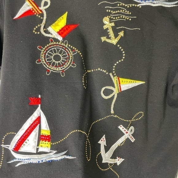 Vintage sailing nautical embroidery embellished top - Picture 3 of 7